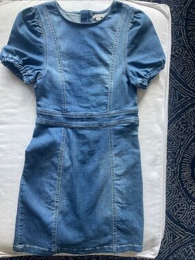 Habitual Girls Size 14 Blue Denim Puff-Sleeve Dress